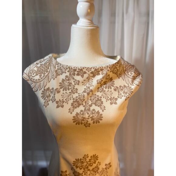 Suite 7 Size 6 Sleeveless Sheath Dress Cream w/ Brown &‎ Black pattern - Picture 2 of 6